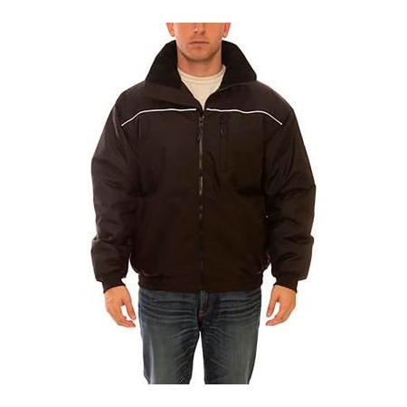 Tingley Bomber 1.5 Jacket, Size Men's Large, Polyester Quilted Liner, Attached Hood, Black J26113.LG